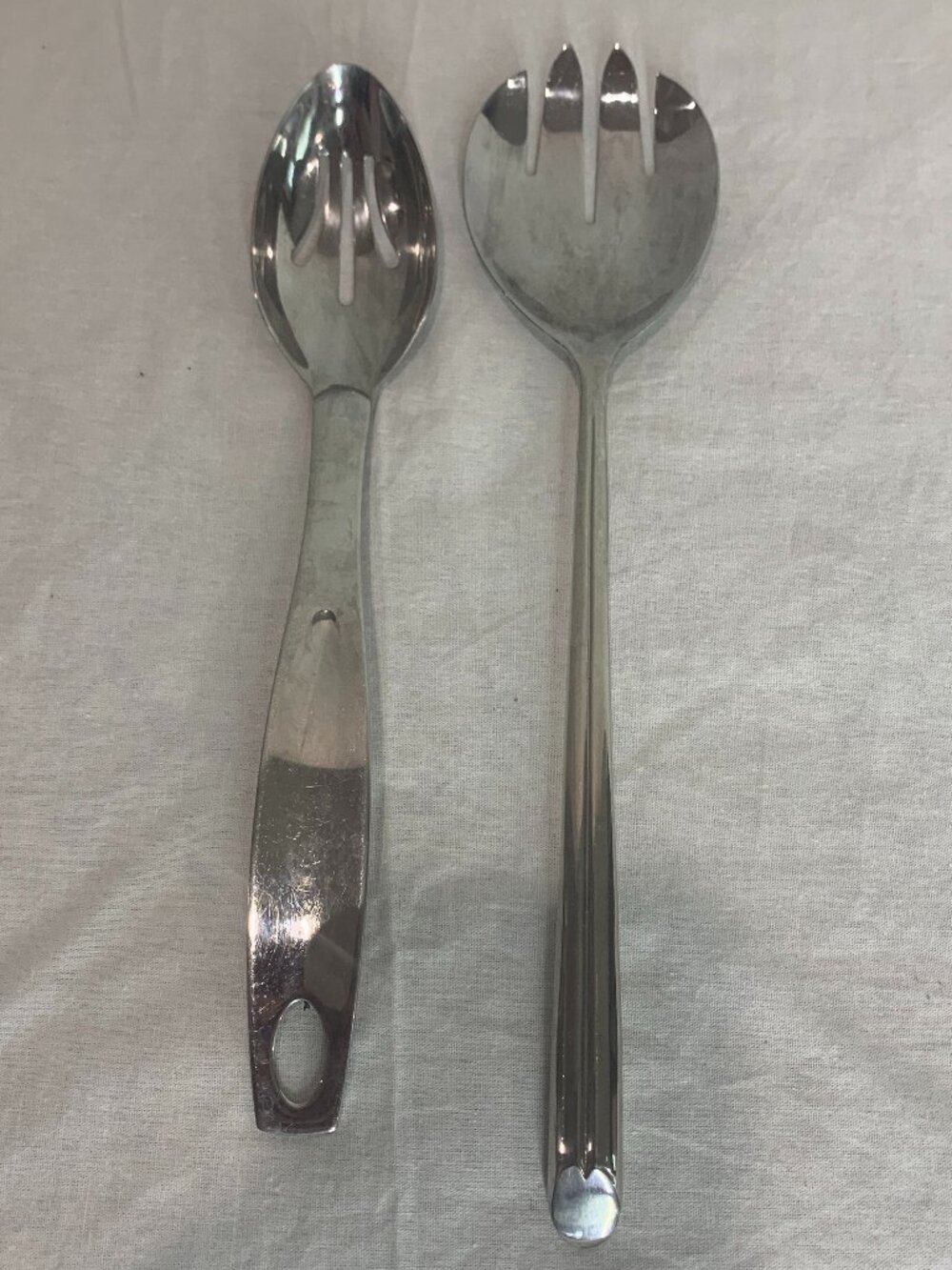 18/8 Stainless Steel Salad Serving Set - Slotted Spoon & Large Serving Fork